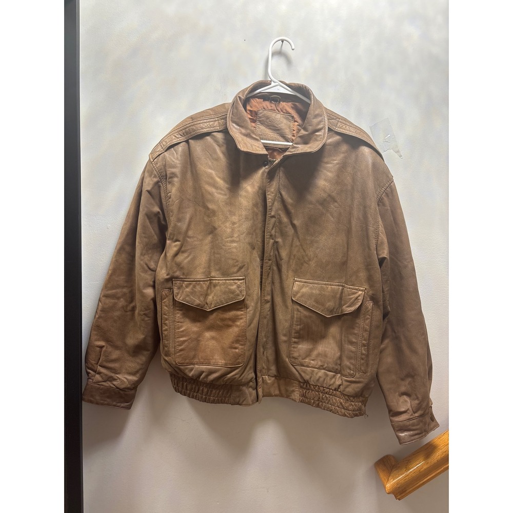 Georgetown Leather Design Bomber Jacket Mens 2X Brown Excellent Vintage Aviator